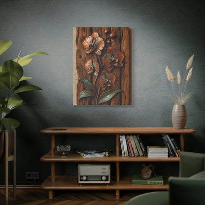Copper Orchid on Reclaimed Wood Southwest Wall Art & Canvas Print