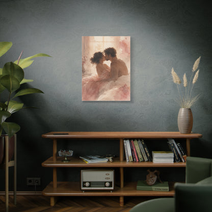 Soft Watercolor Intimate Kiss Scene Wall Art & Canvas Print
