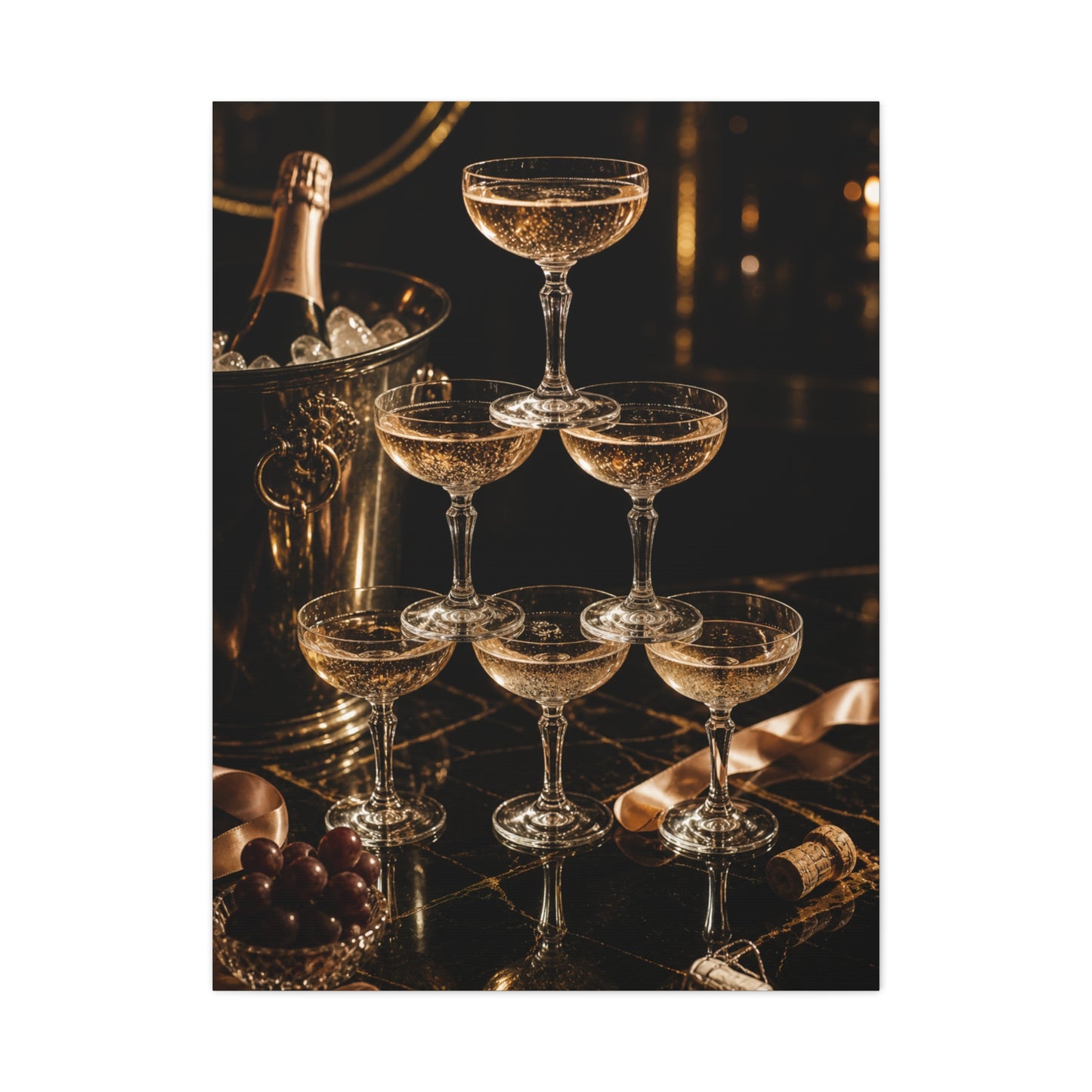 Champagne Coupe Tower Celebration Wall Art & Canvas Print