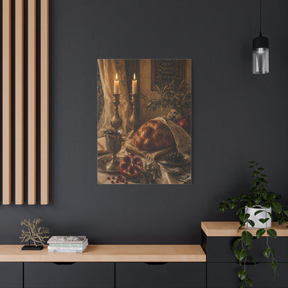 Shabbat Candlelight Still Life Wall Art & Canvas Print