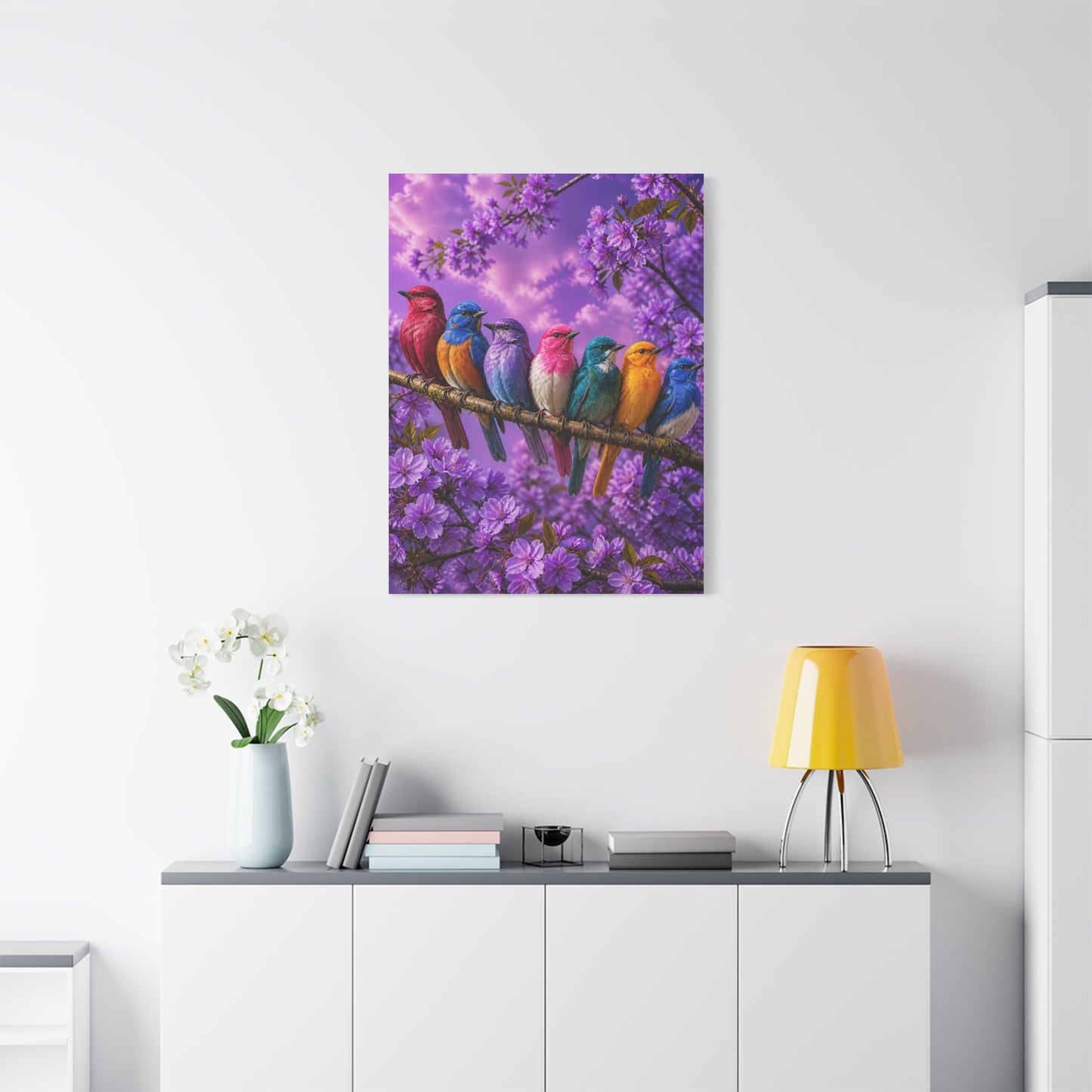 Vibrant Blossom Birds Garden Wall Art & Canvas Print