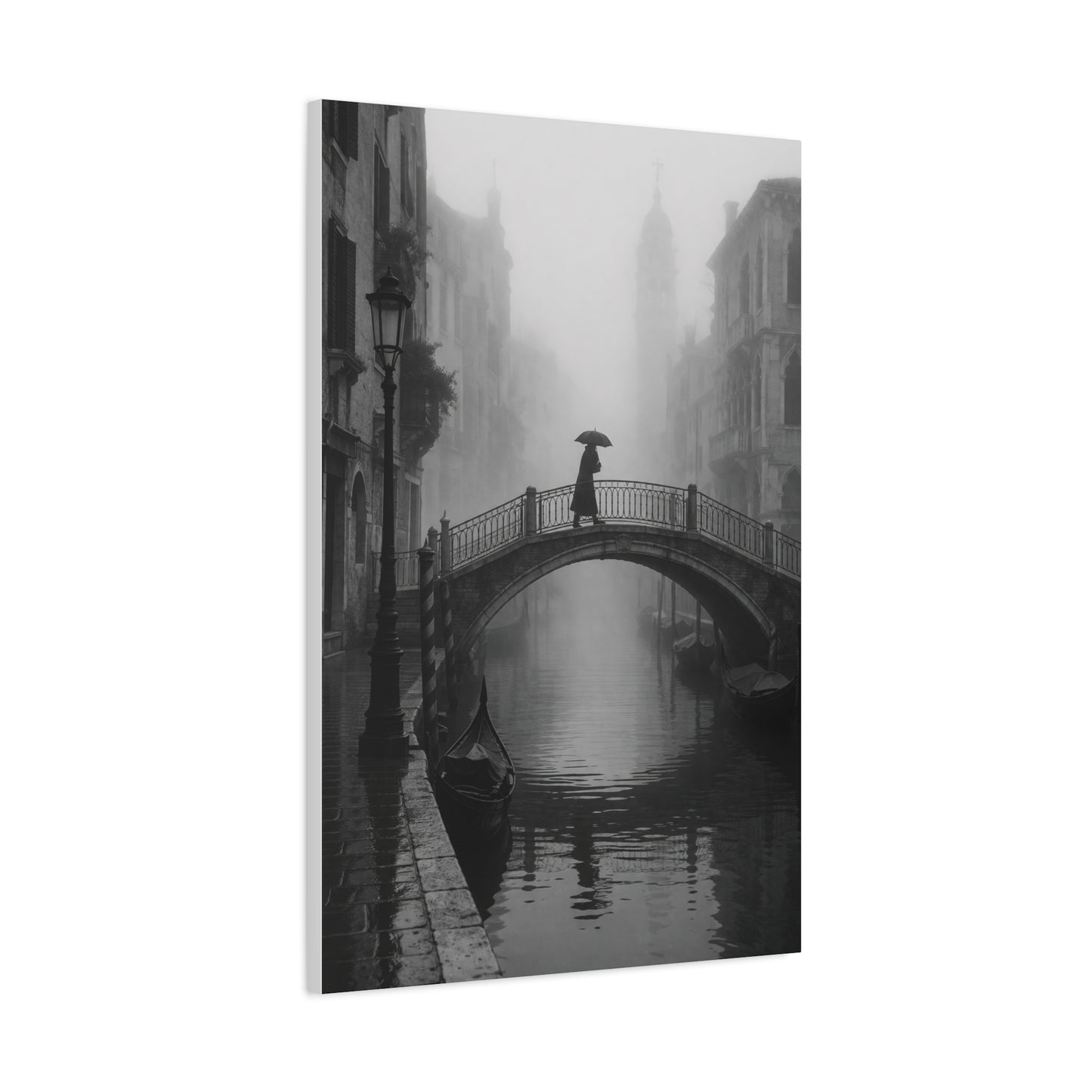 Venetian Bridge Fog Scene Wall Art & Canvas Print