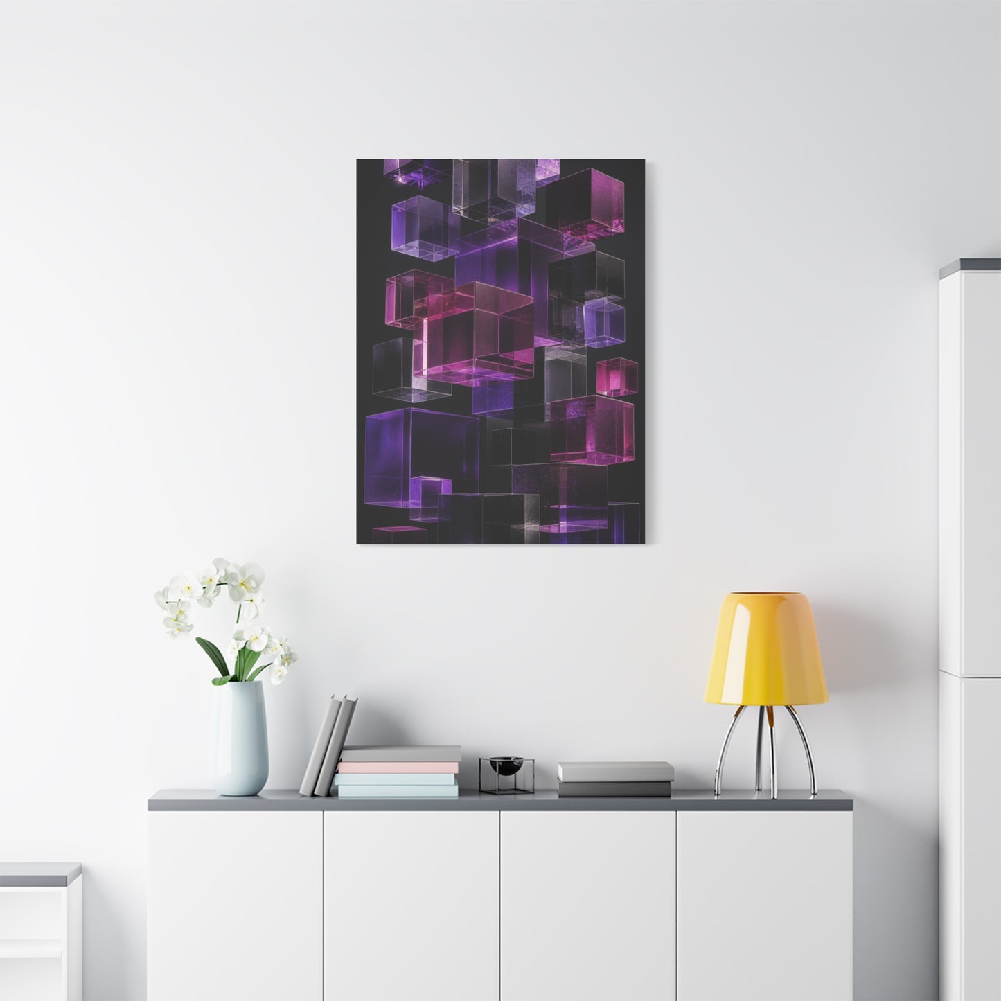 Floating Violet Glass Cubes Wall Art & Canvas Print
