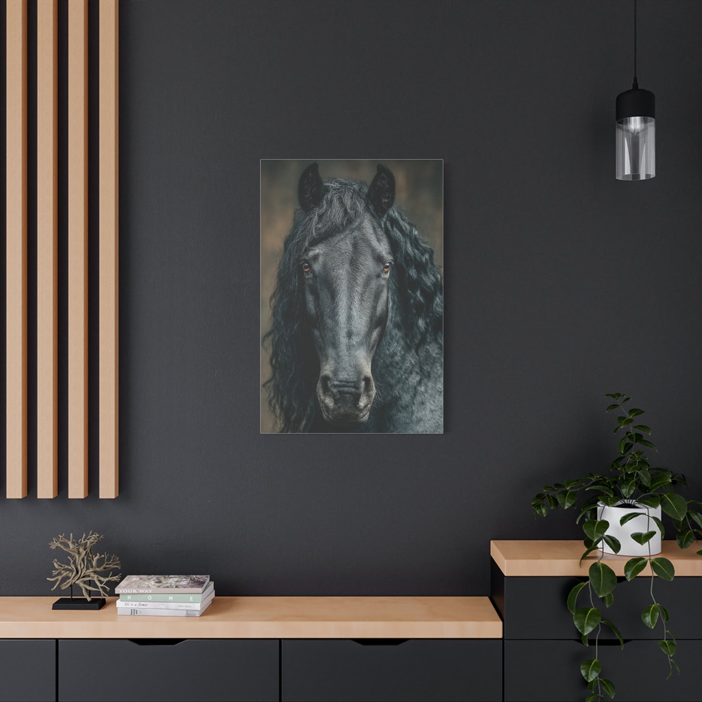Black Horse Frontal Portrait Wall Art & Canvas Print
