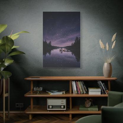Starlit Reflection Lovers Minimal Scene Wall Art & Canvas Print