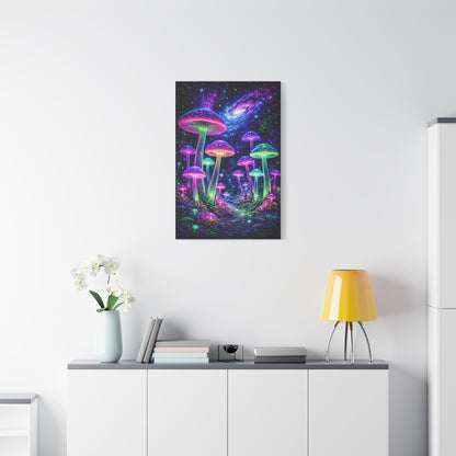 Glowing Giant Mushrooms in Midnight Forest Wall Art & Canvas Print