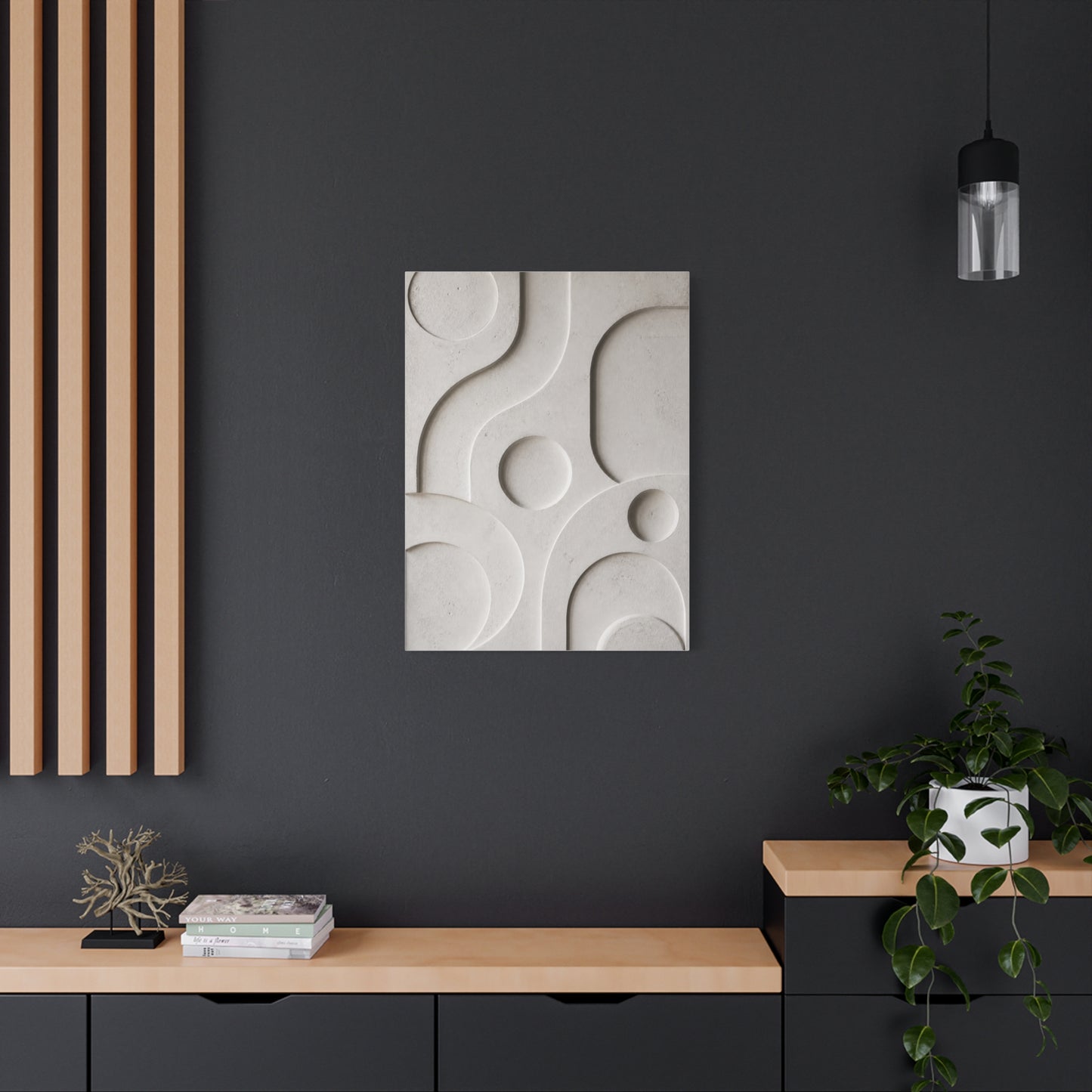 Monumental White Concrete Relief Wall Art & Canvas Print
