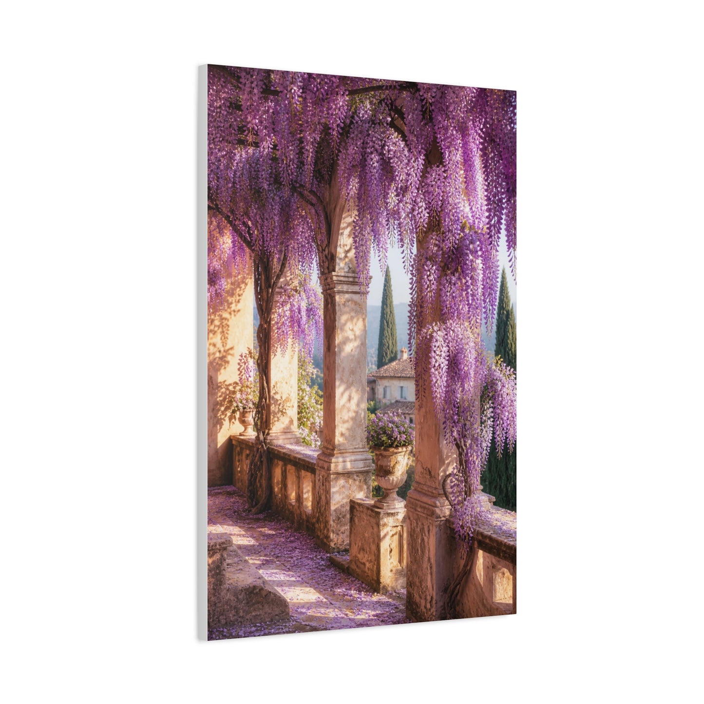 Cascading Wisteria Balcony Scene Wall Art & Canvas Print