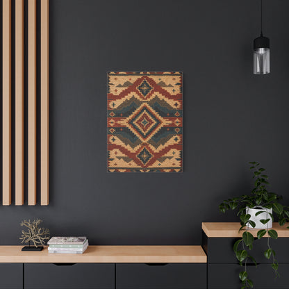 Navajo Inspired Geometric Textile Southwest Wall Art & Canvas Print