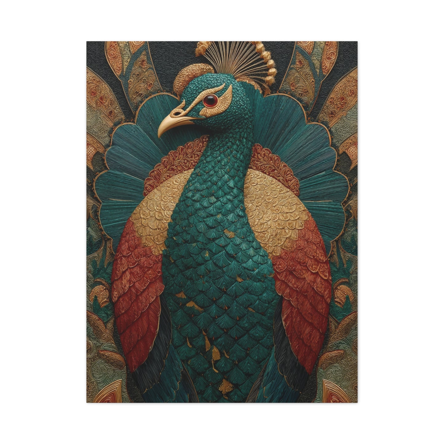 Regal Peacock Ornamental Wall Art & Canvas Print