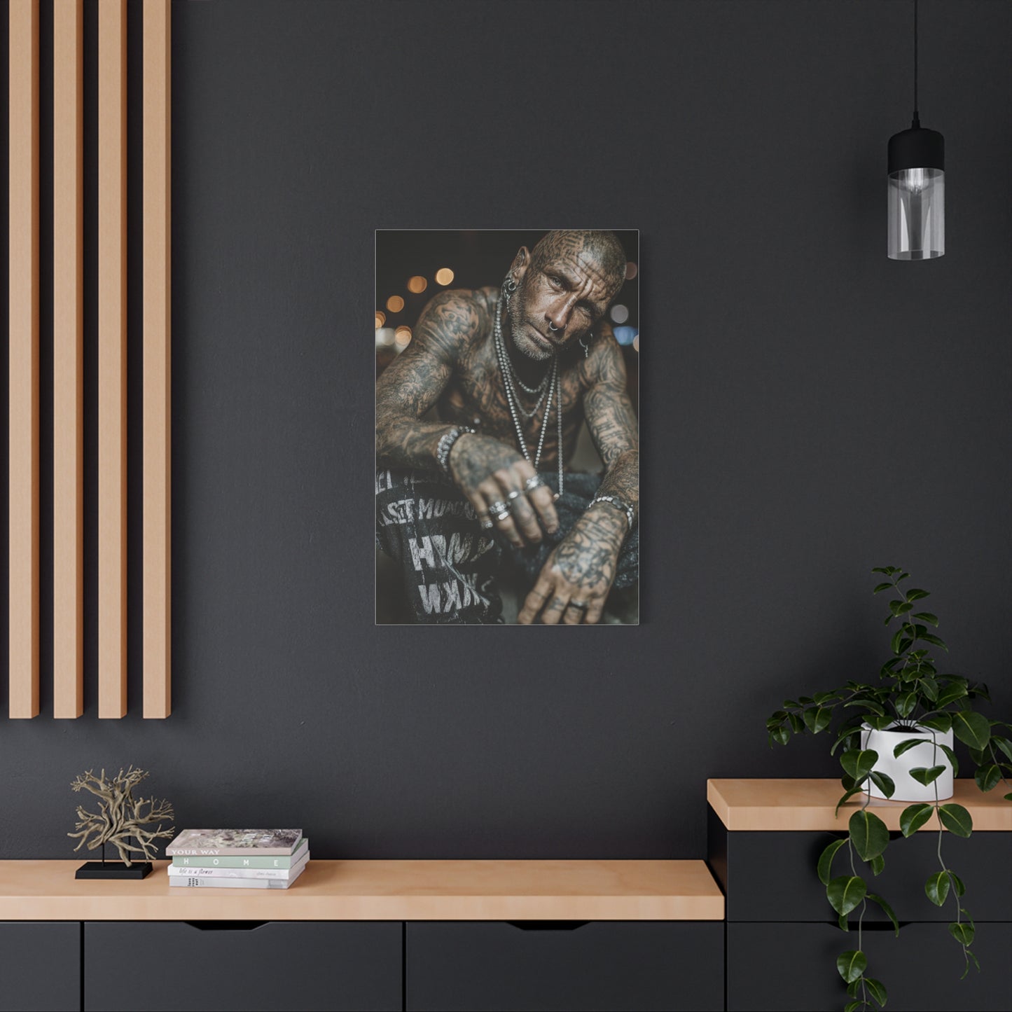 Tattooed Man Street Noir Portrait Wall Art & Canvas Print