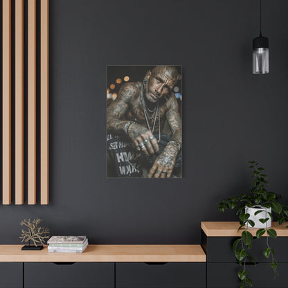 Tattooed Man Street Noir Portrait Wall Art & Canvas Print