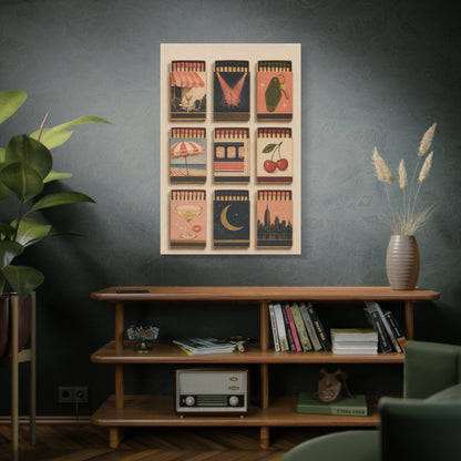 Retro Matchbox Romance Display Wall Art & Canvas Print