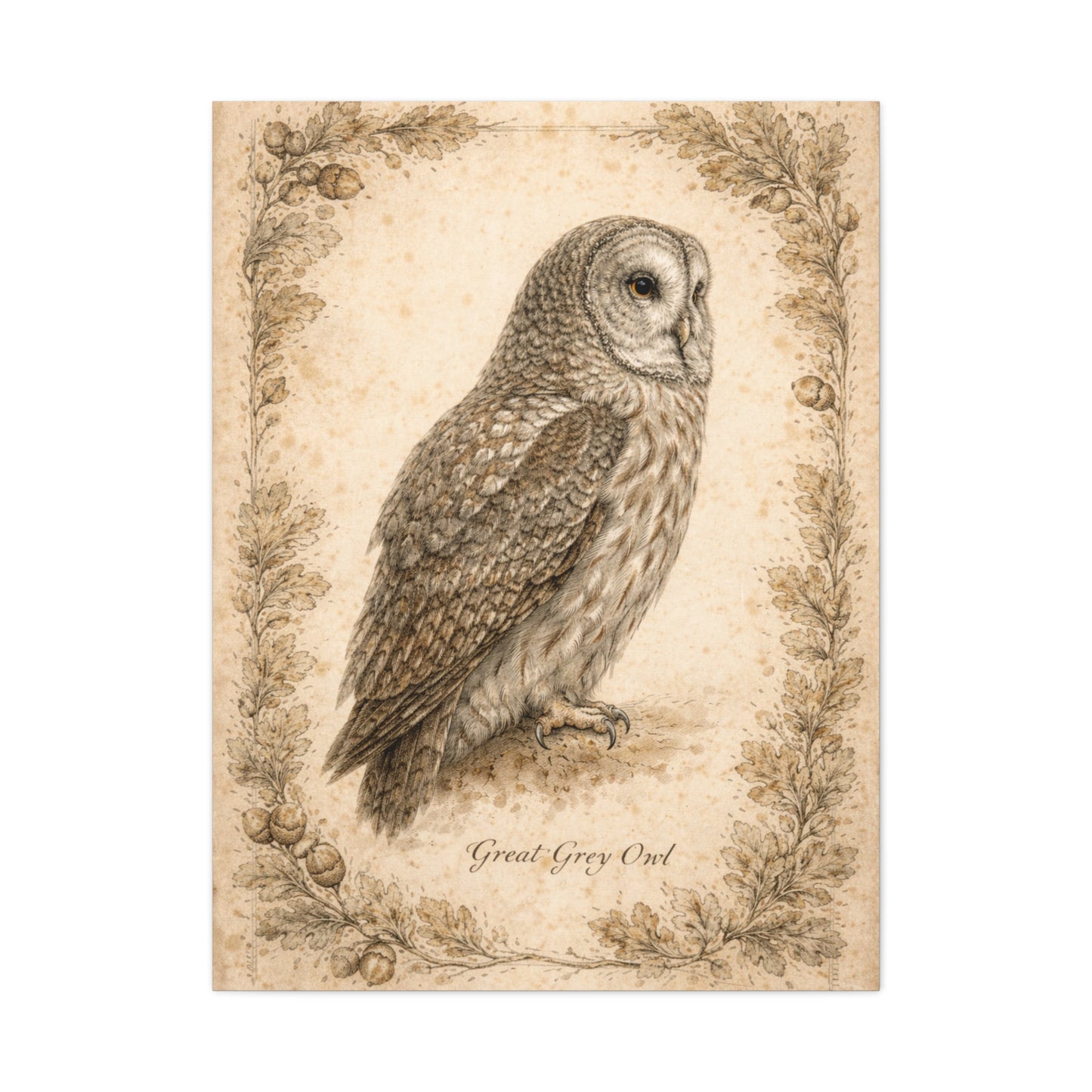 Antique Natural History Owl Study Wall Art & Canvas Print