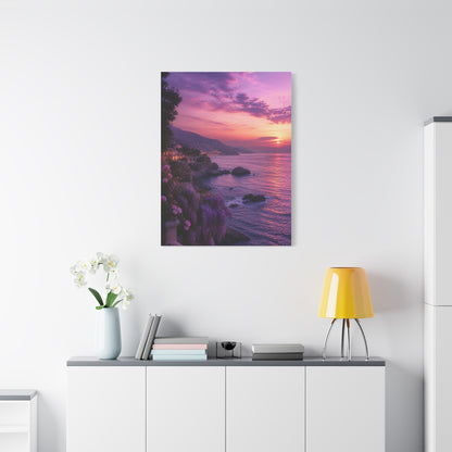Violet Coastal Sunset Landscape Wall Art & Canvas Print
