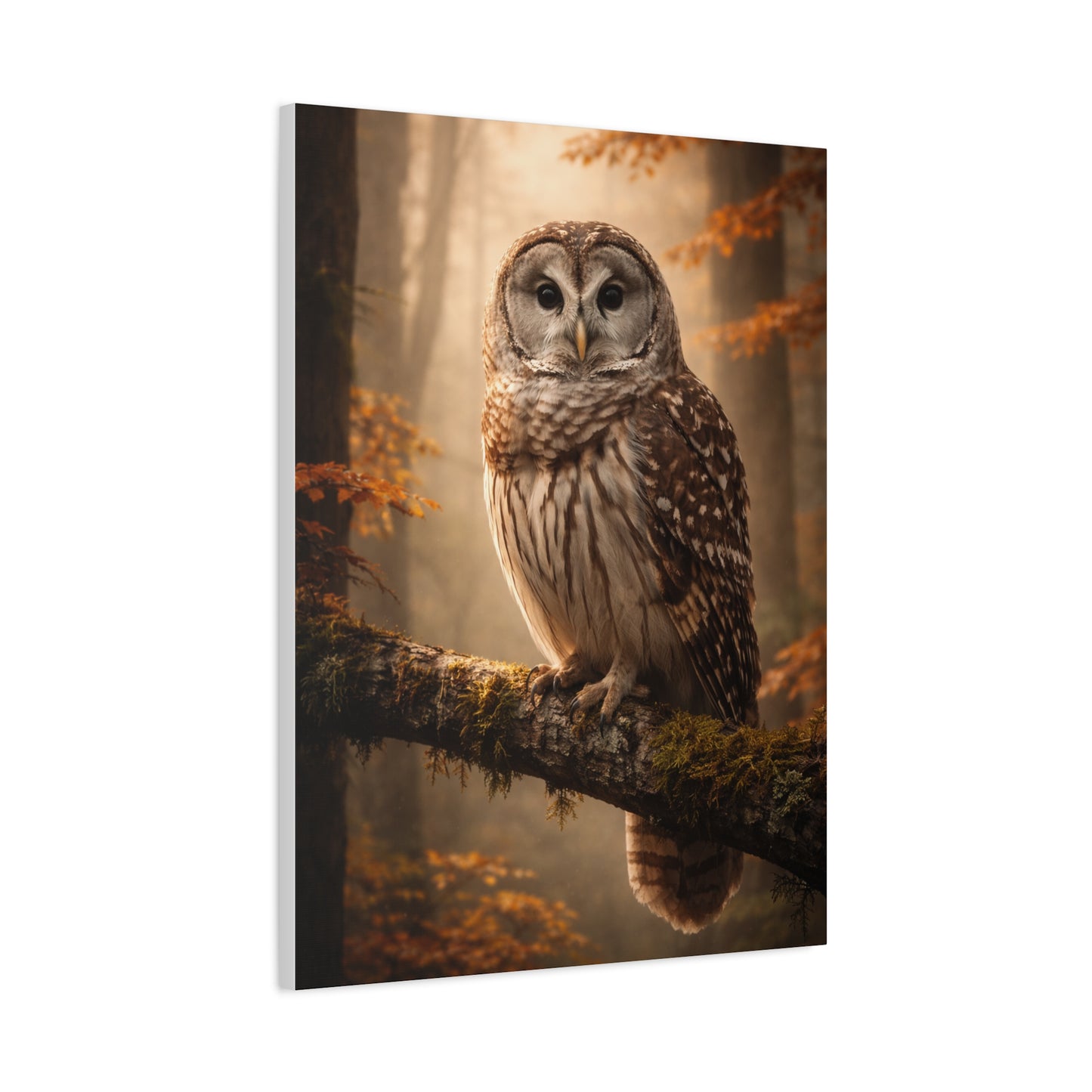 Barred Owl Autumn Forest Portrait Wall Art & Canvas Print