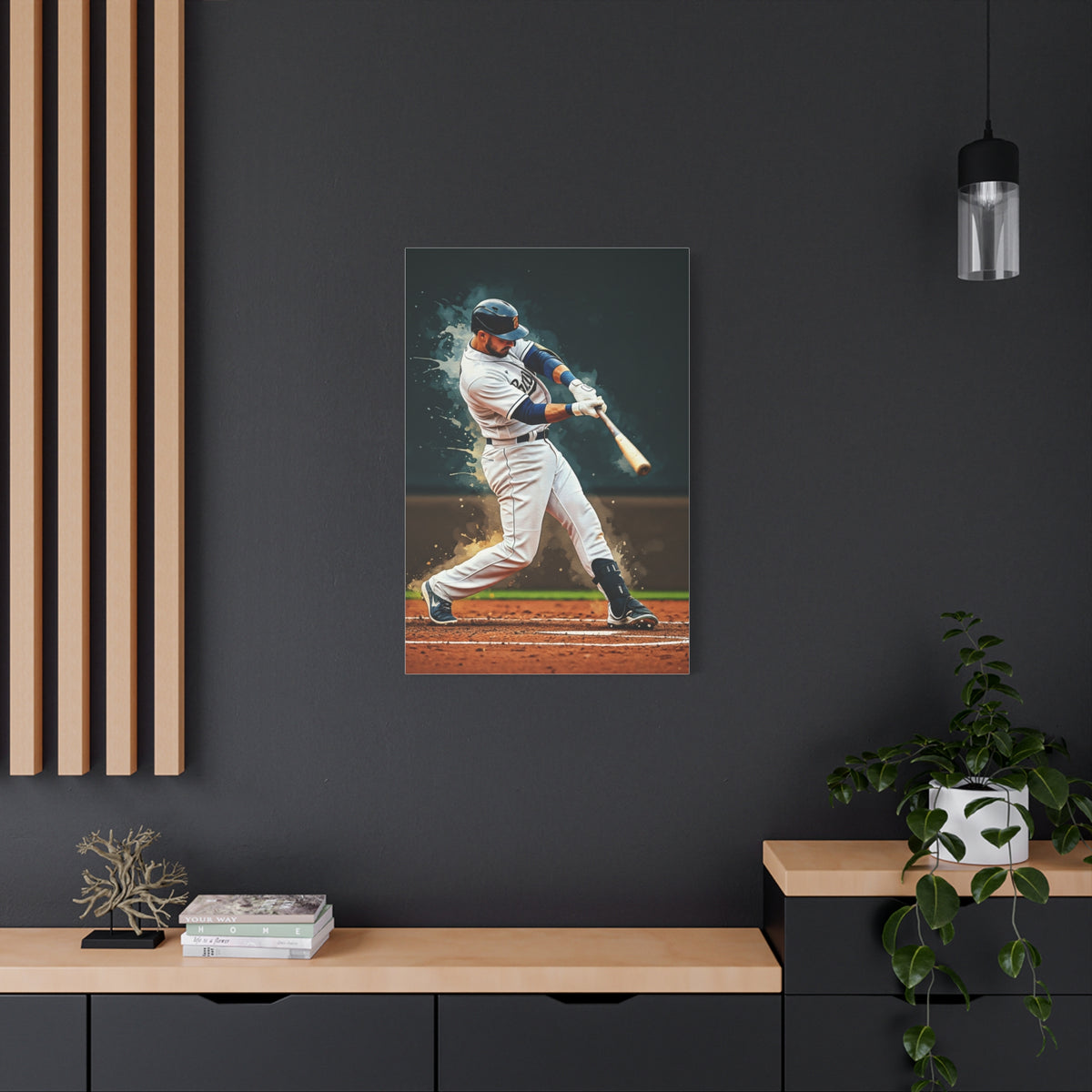 Home Run Swing Impact Baseball Wall Art & Canvas Prints