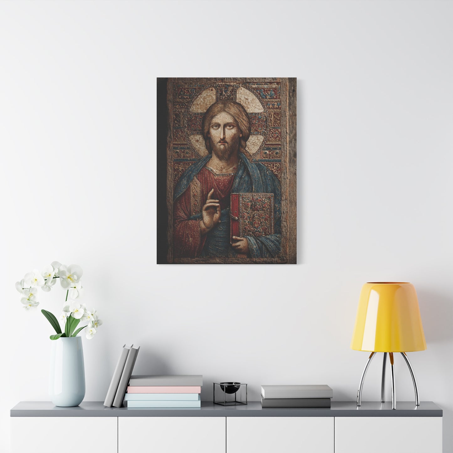 Christ Icon Mosaic Sacred Portrait Wall Art & Canvas Print