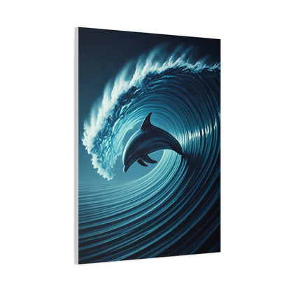 Dolphin Within Ocean Wave Motion Wall Art & Canvas Prints