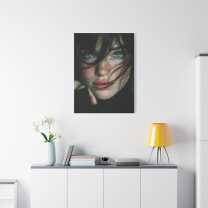 Wind-Swept Freckled Muse Portrait Wall Art & Canvas Print