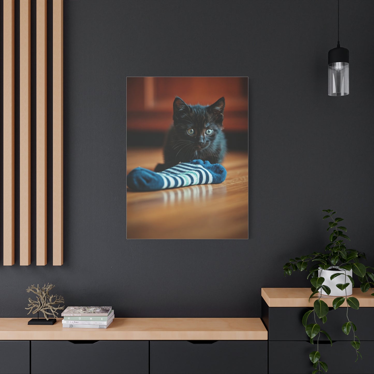 Playful Midnight Kitten Wall Art & Canvas Prints