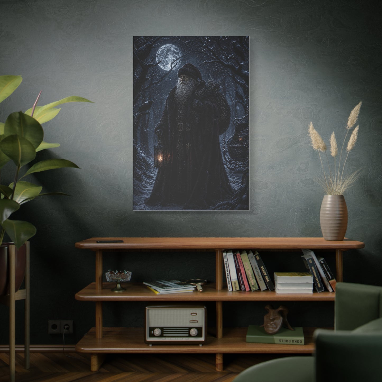 Gothic Moonlit Santa Forest Wall Art & Canvas Print