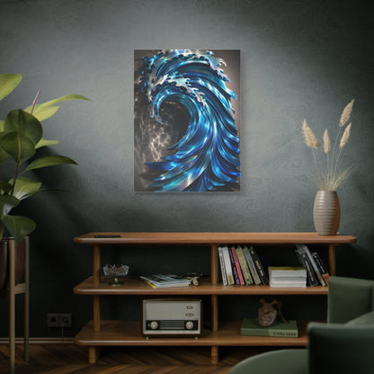 Iridescent Metal Wave Sculpture Wall Art & Canvas Print