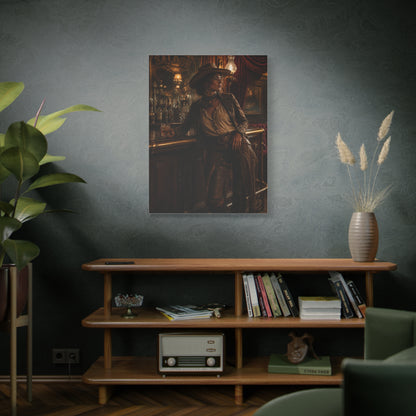 Saloon Cowgirl Cinematic Bar Scene Wall Art & Canvas Print