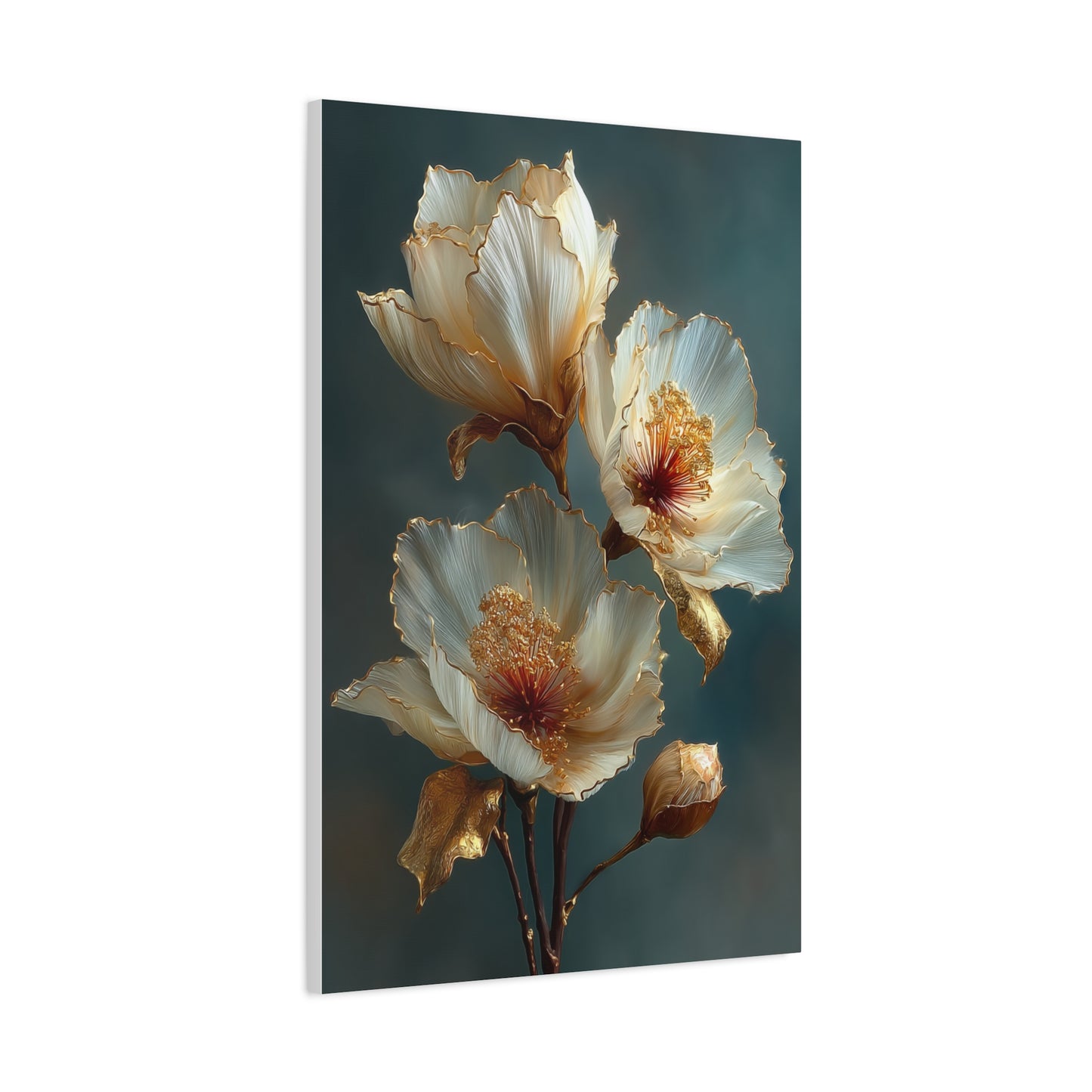 Gold-Edged Floral Elegance Wall Art & Canvas Print