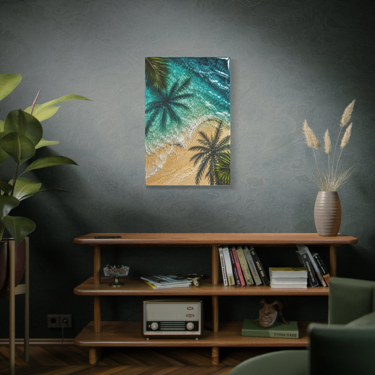 Aerial Coastal Palm Shadows Tropical Wall Art & Canvas Print