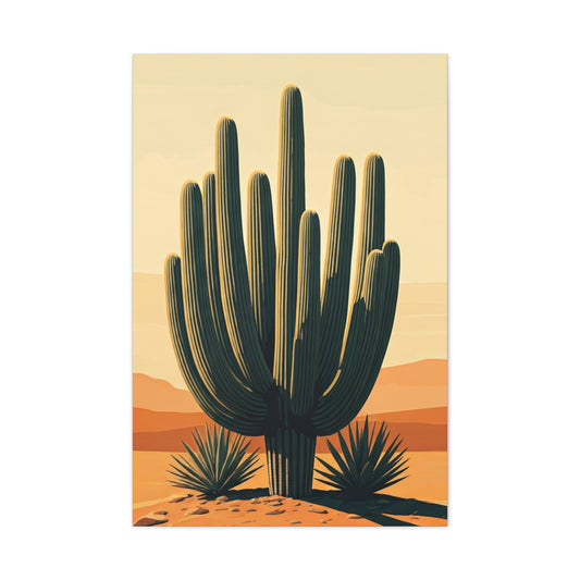 Golden Desert Saguaro Illustration Wall Art & Canvas Prints