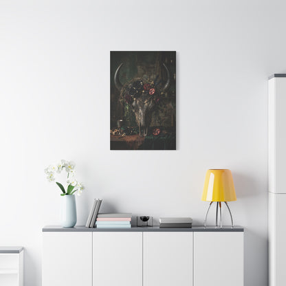 Western Gothic Bull Skull Floral Still Life Wall Art & Canvas Print