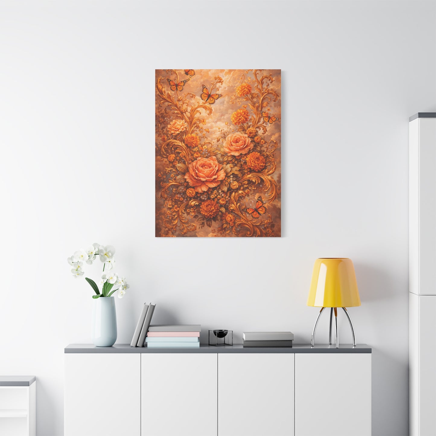 Baroque Orange Botanical Arrangement Wall Art & Canvas Print