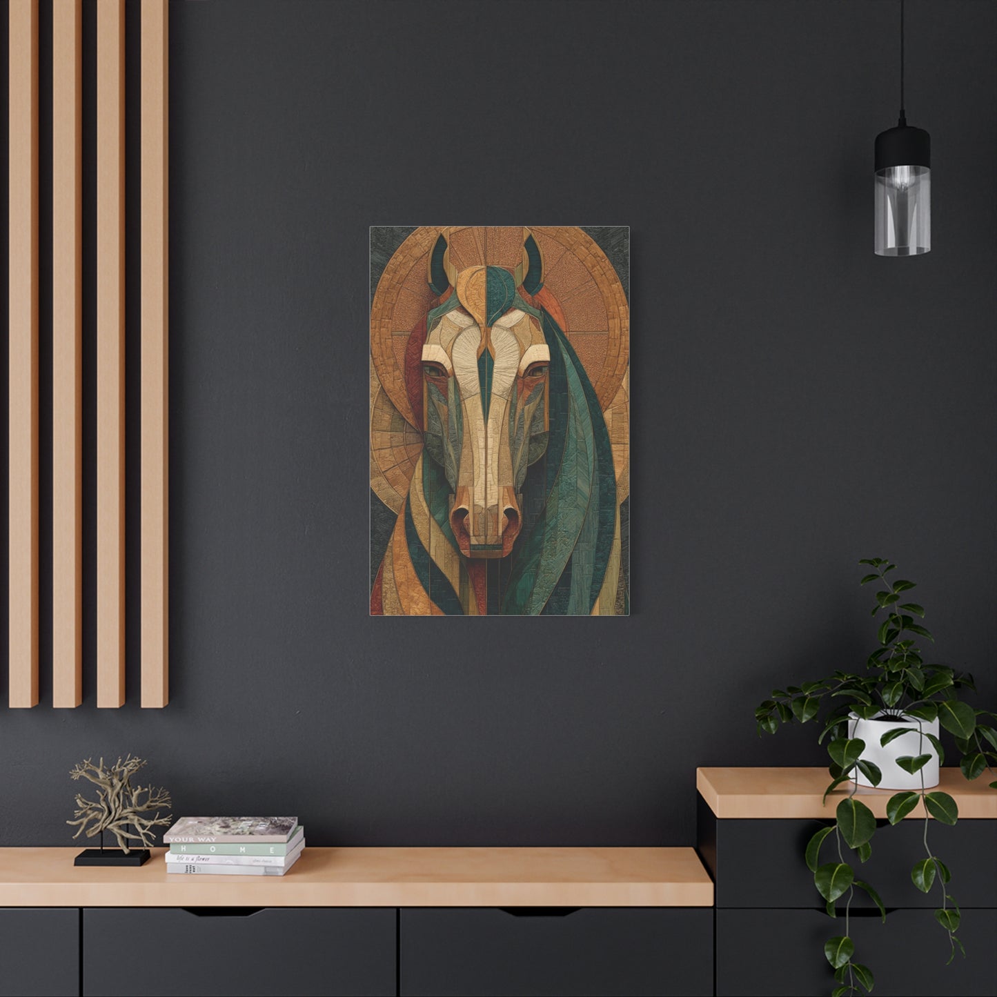 Geometric Equestrian Mosaic Portrait Wall Art & Canvas Print