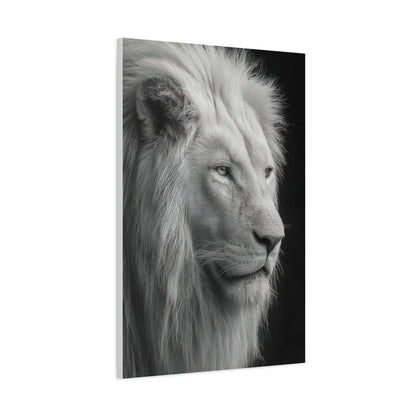White Lion Monochrome Close Portrait Wall Art & Canvas Print