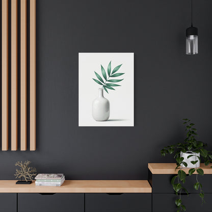 Minimal Vase with Green Leaves Wall Art & Canvas Prints