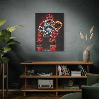 Neon Catcher Sign Sports Wall Art & Canvas Print