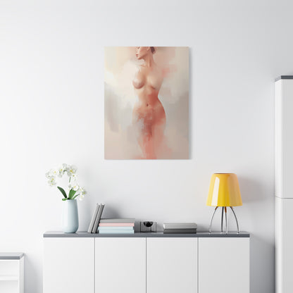 Blush Veil Figure Abstraction Wall Art & Canvas Print