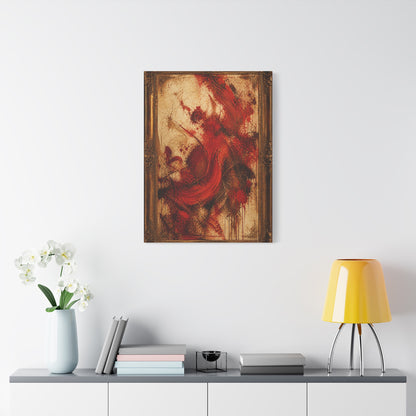 Vintage Framed Red Expressionist Painting Wall Art & Canvas Print