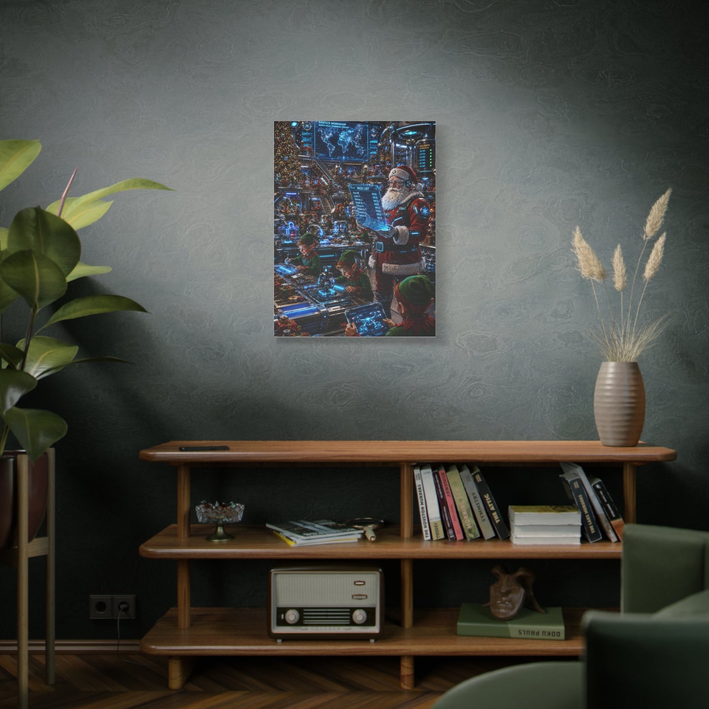 Futuristic Santa Workshop Wall Art & Canvas Print