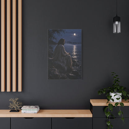 Jesus by the Water Moonlight Reflection Wall Art & Canvas Print