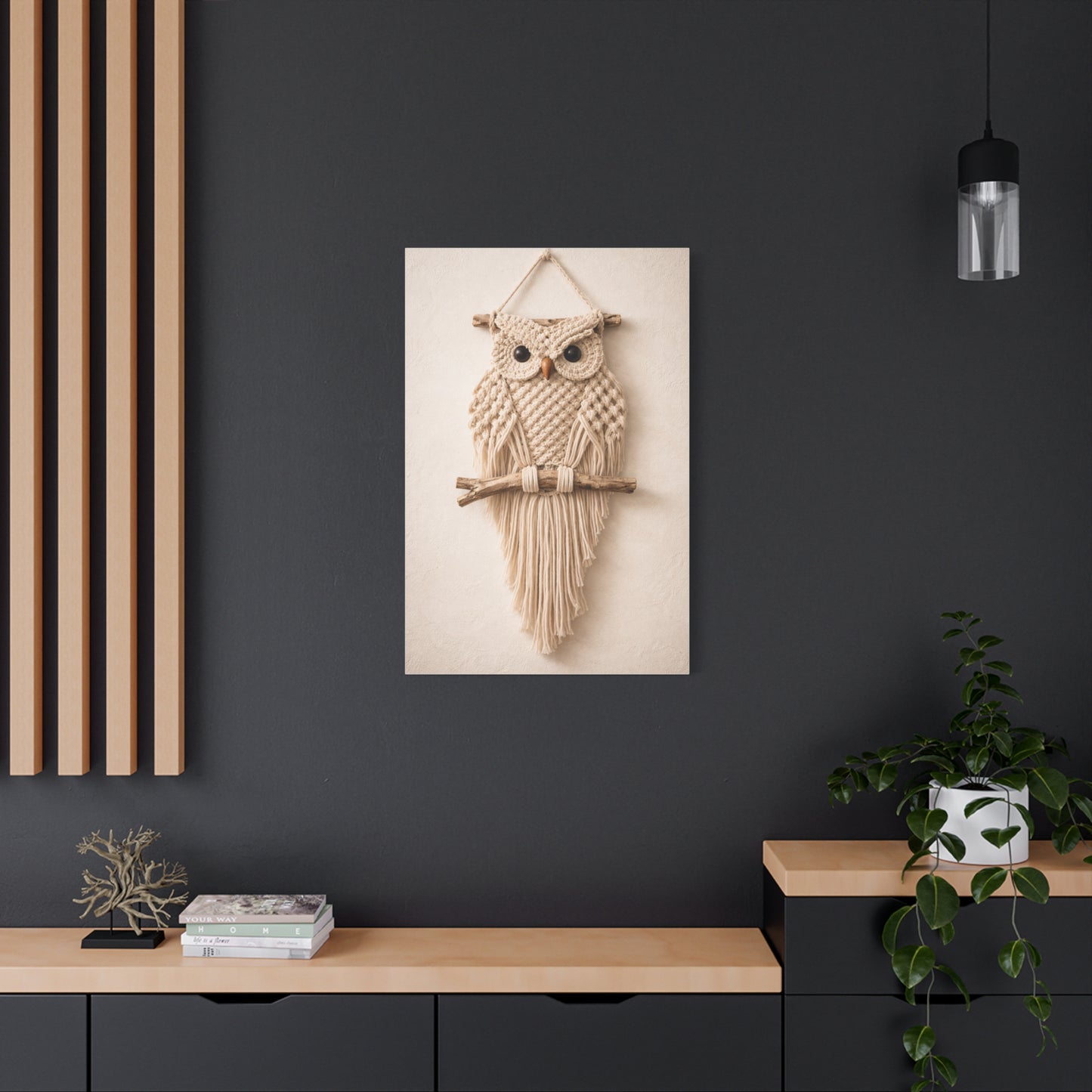 Boho Macrame Owl Textile Wall Art & Canvas Print