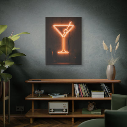 Amber Neon Martini Sign Wall Art & Canvas Print
