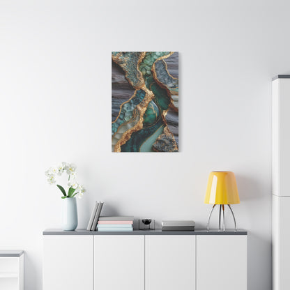 Emerald Geode Gold Vein Abstract Wall Art & Canvas Print