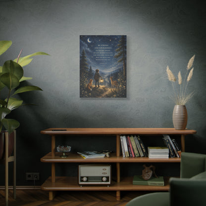 Joshua 1:9 Courage Night Path Scripture Wall Art & Canvas Print