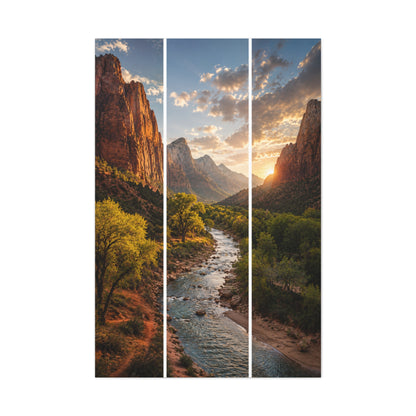 Zion Canyon Triptych Landscape Wall Art & Canvas Print