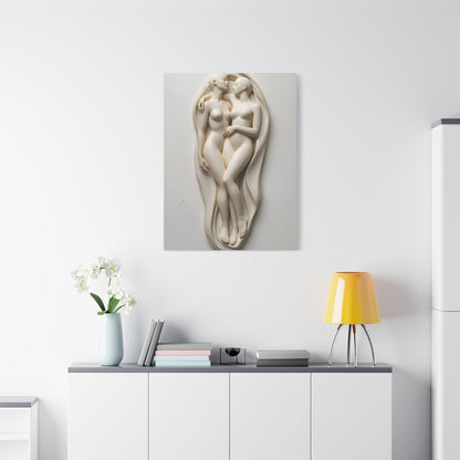 Sculptural Dual Figure Relief Wall Art & Canvas Print