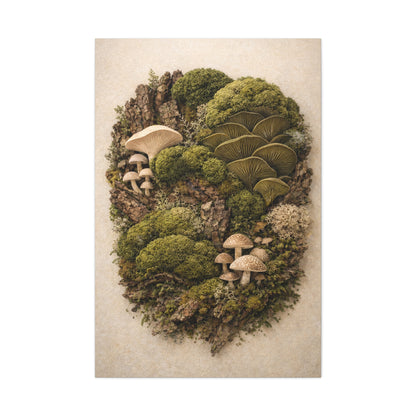 Preserved Moss & Fungi Woodland Collage Wall Art & Canvas Print
