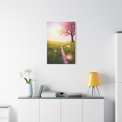 Dreamy Sakura Petal Meadow Path Wall Art & Canvas Prints