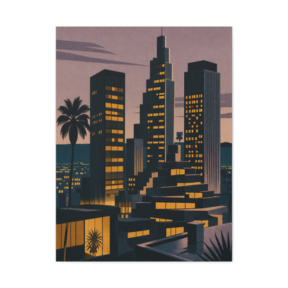 Retro Modern Skyline Dusk Wall Art & Canvas Print